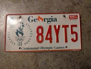 Vintage Discontinued 1996 Olympic Games Georgia Auto License Plate 84YT5 - Picture 1 of 3
