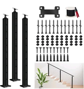 36" Edelstahl Kabel Geländer Pfosten Kit für 25°-30° Treppe, inkl. 3... - Bild 1 von 6