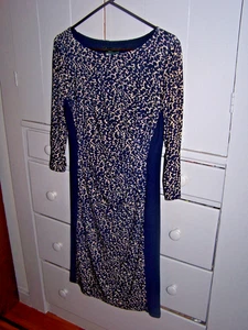 Lauren Ralph Lauren LRL Dress Animal Print Blue Cream Womens Size 8 - Picture 1 of 4