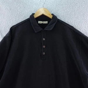 Tommy Bahama Mens XXL Black Silk Polo Shirt Short Sleeve Beach Camp Textured - Picture 1 of 7