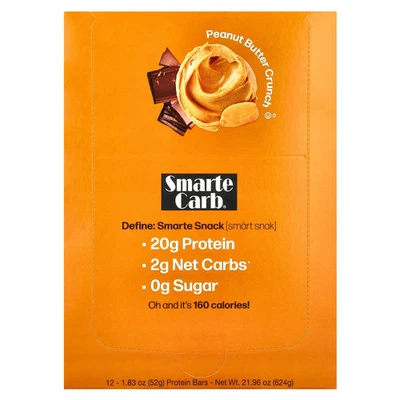 Smarte Carb® Protein Bar, Peanut Butter Crunch, 12 Bars, 1.83 oz (52 g) Each - Image 1 of 4