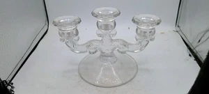 Vintage Cambridge Glass Candle Holder Three Lite Candelabra - Picture 1 of 9