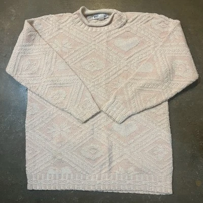 Suéter Tejido Ciervo Blanco Años 80 De Colección Mujer Medio Rosa Geométrico Hecho en EE. UU. Foto 1 de 4