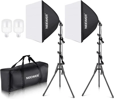 NEEWER NK200D 2-Pack Softbox Kit w/5700K LED Bulbs, 24x24" Softboxes - Image 1 of 4