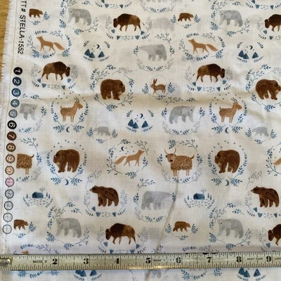 Tecido Animal | Brave Enough to Dream Buffalo Bear Fox | Dear Stella 1 5/8yd - Imagem 1 de 4