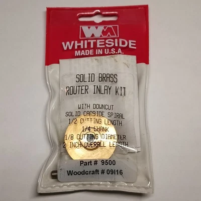 Whiteside Router Bit Part # 9500 Solid Brass Inlay Kit w/ Downcut Solid Spiral - Image 1 of 4