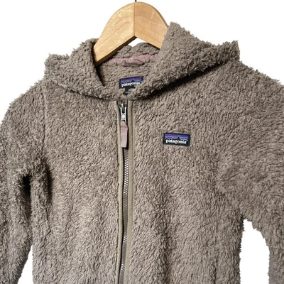 Patagonia Kids Fleece Hooded Jacket Fuzzy Cozy Warm Full Zip Brown Size XS 5-6yr - Image 1 of 4