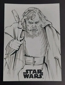 2017 Topps Star Wars: The Last Jedi Luke Skywalker Sketch Art Card By Eli Hyder - Picture 1 of 2