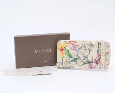 Gucci Flora Cartera Larga Cartera Cremallera Cuero con Caja Auténtica Foto 1 de 4