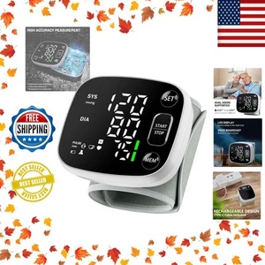 Smart Wrist Blood Pressure Monitor: Rechargeable, LED Display, 2-User Capacity - Picture 1 of 10