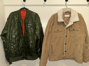 Calvin Klein Akoo Men's Bomber Jacket Size XL Green And Brown - Picture 1 of 11
