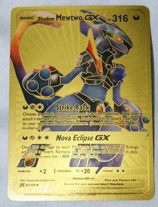 scheda basic shadow mewtwo gx gold foil nova eclipse hp 316 - Foto 1 di 15