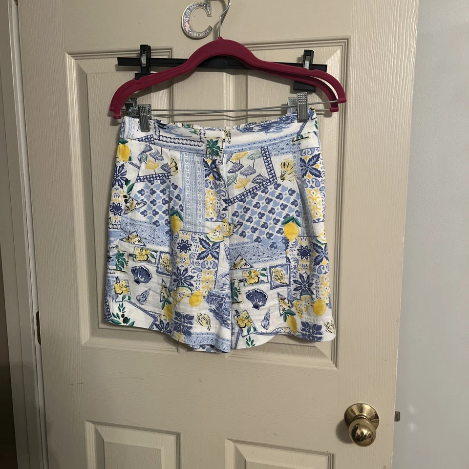 Pantalones cortos florales de mezcla de lino J Crew Factory, talla 2 Foto 1 de 1