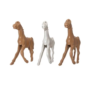 Kunststoff Pferde Figuren 3er Set braun weiß 4 cm Markenlos Vintage - Bild 1 von 13