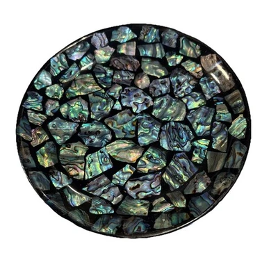 Bandeja de resina lacada abulón Paua de colección plato de baratija Nueva Zelanda *LEER* Foto 1 de 4