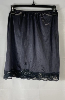 Falda Christian Dior Vintage Para Mujer S Negra Nylon Encaje Medio Slip Foto 1 de 4