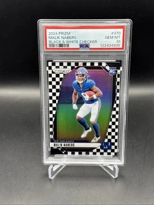 2024 Panini Prizm Malik Nabers #370 RC Black & White Checker PSA 10 PULITO!!! - Foto 1 di 2