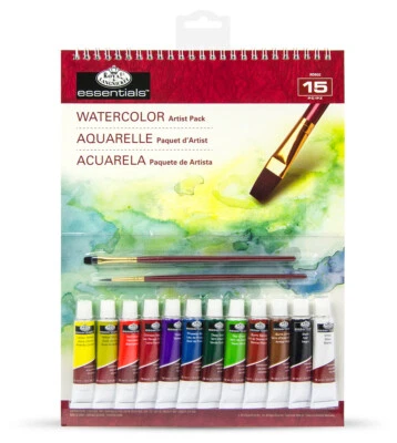 Watercolour Art Set A4 Spiral Bound Artist Pad 12 Tubes Of Paint & 2 Brushes - image 1 of 2