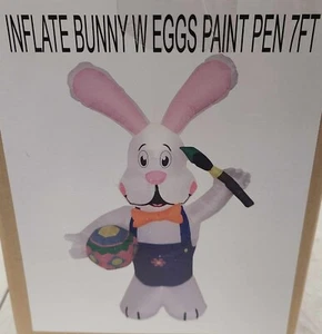 7' PINTOR CONEJITO DE PASCUA CONEJO CON CEPILLO Y PATIO DE HUEVOS DE PASCUA INFLABLE - NUEVO - Imagen 1 de 1