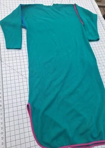 VTG Sweatshirt Dress M/L Crewneck Teal USA 90's 80s Slit Pocket Color Trim - Picture 1 of 10