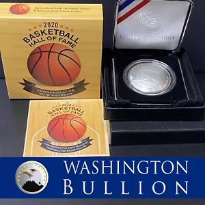 2020-P Basketball Hall of Fame Uncirc Silver Dollar Curved Coin Box and COA OGP - Picture 1 of 4