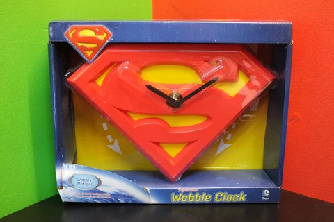 NJ Croce 2014 DC Comics Superman Wall Mounted Wobble Clock NEW IN SEALED BOX Cover