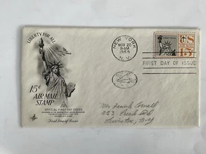 United States Air Post 1st day cover FDC~C58~15c~air mail~Statue of Liberty~1959 - Picture 1 of 2