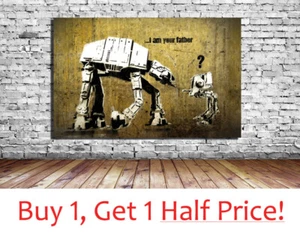 BANKSY STAR WARS CANVAS WALL ART PRINT - Various Sizes: Banksy I AM YOUR FATHER - Picture 1 of 4