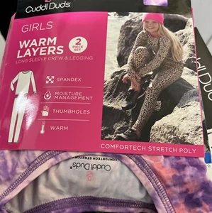 Cuddl Duds girls warm layers set Pink Print -XS-4/5 - NWT - Picture 1 of 3