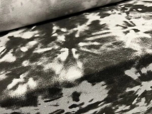 Soft Handle Single Jersey Fabric, Per Metre - Tie Dye Print - Charcoal & White - Picture 1 of 3