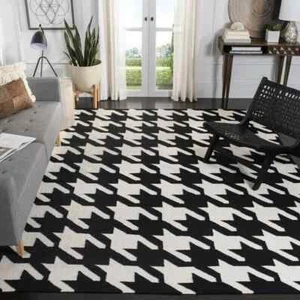 Black White Seamless Hand tufted area Rug100% New Zealand Woolen Rugs 7x10|6x9 - Picture 1 of 2