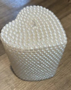 Große Herzform weiße Kerze perlenartig - Hochzeit Herzstück Kerze - Bild 1 von 5
