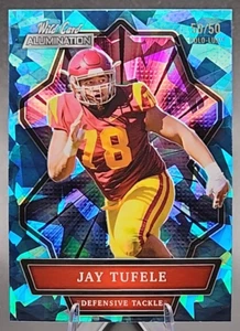 Jay Tufele 50/50 2021 Wild Card Alumination Rookie RC Blue Ice USC New York Jets - Picture 1 of 3
