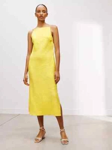 Leinenkleid mit hohem Ausschnitt, gelb Größe 14 John Lewis UVP £55,00 CA824 - Bild 1 von 12
