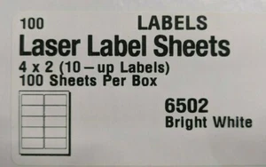 1,000 Laser/ Ink Jet Labels labels / 100 Sheets 10 up / 8.5x11 sheets - Picture 1 of 3