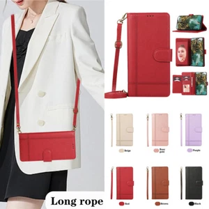 Simple PU Leather Wallet Lanyard Mirror Phone Case For Google Pixel 8Pro 7A 6 5A - Picture 1 of 43