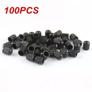 100 Pcs Plastic Car Tire Rim Valve Stems Wheel Tyre Air Caps Dust Cover Black - Picture 1 of 8