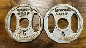 Marcy Grip 5# Iron Weight Plates USA Pair - Picture 1 of 2
