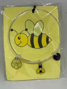 Nuevo Brazalete Temático Abeja Dije Pulsera Plata Hecho a Mano Ampliable - Imagen 1 de 4