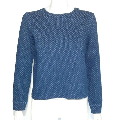 J. Blusa CREW fofa azul acolchoada quadrada larga caimento solto algodão tamanho XS - 571 - Imagem 1 de 4