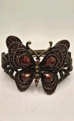 Brazalete pulsera de bronce y piedras preciosas mariposa. Foto 1 de 4
