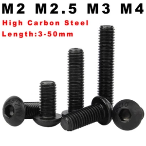 M2 M2.5 M3 M4 High Carbon Steel Button Head Socket Screws Allen Key Dome Bolts - Picture 1 of 8