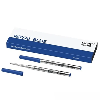 2x Montblanc Ballpoint/ Kugelschreiber Minen (Breit) Royal Blue/ Blau - Ersatz