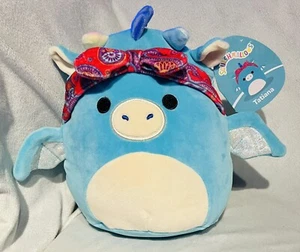 Squishmallows 8" Tatiana the Dragon with Headscarf Light Blue Soft Cuddly Toy - Picture 1 of 4