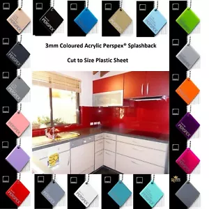 Kitchen Acrylic Upstand Splashback Perspex® 3mm x 2100mm x 500mm 100+ Colours - Picture 1 of 182