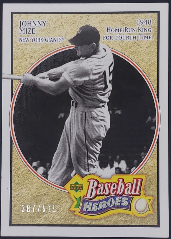 JOHNNY MIZE 2005 Upper Deck Baseball Heroes #/575 Giants Cardinals Yankees #143 - Image 1 of 2