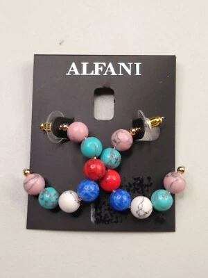 Alfani - Beaded Hoop Earrings - One Size - Multicolor - Image 1 of 4