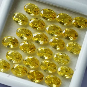 Lotto 12 pezzi splendide pietre preziose giallo zaffiro NATURALI 7x5 mm forma ovale CERTIFICATE - Foto 1 di 5
