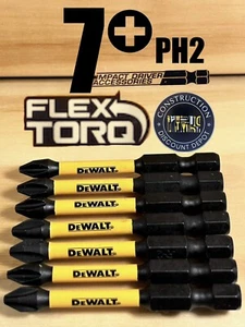 DEWALT FlexTorq 7 Piece Bit Set Phillips #2 PH2 2-1/4" in. IMPACT READY NEW - Picture 1 of 1