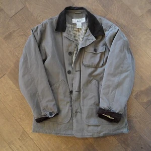 GAP VTG BARN COAT SIZE M TAN COLOR LEATHER COLLAR CORD CUFF LINING PLAID LINING - Picture 1 of 5